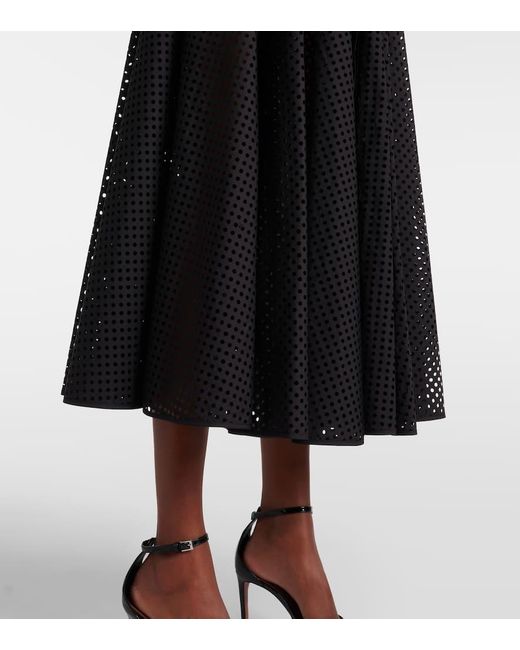 Alaïa Blue Cotton-Blend Midi Skirt