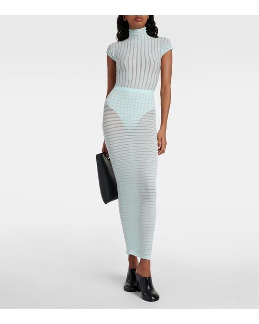 Alaïa Blue Striped Maxi Skirt