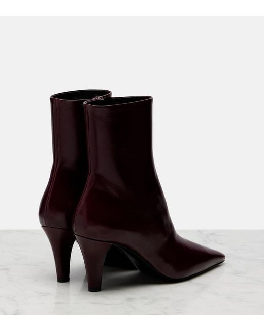 Saint Laurent Purple Jill Leather Ankle Boots