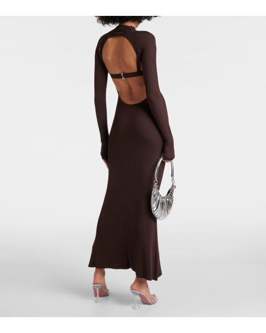Dion Lee Brown Double Underwire Ribbed-knit Maxi Dress