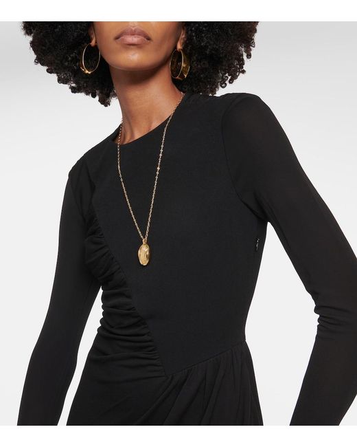 Tory Burch Black Ruched Midi Dress