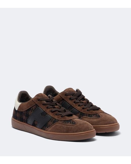Hogan Brown H647 Leather-Trimmed Suede Sneakers