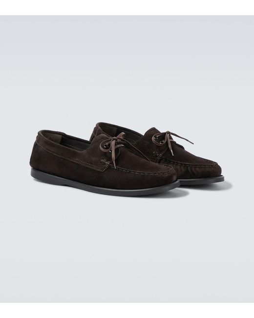 Saman Amel Black City Moc Suede Boat Shoes for men