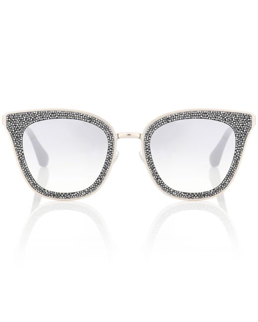 Jimmy Choo Gray Lizzy Crystal-embellished Sunglasses