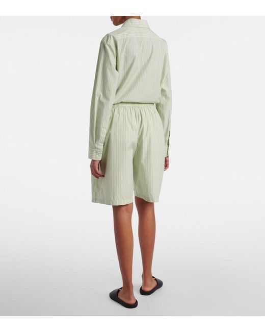 The Row Multicolor Zinnia Striped Cotton Poplin Bermuda Shorts