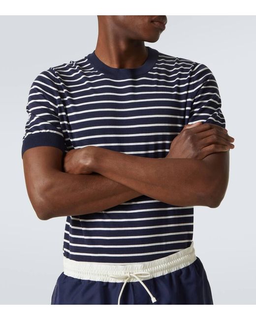 Jersey De Algodon A Rayas Brunello Cucinelli de hombre de color Blue