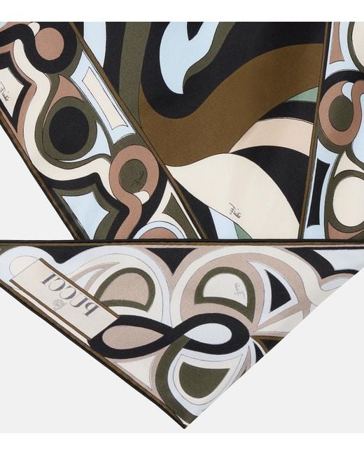 Emilio Pucci Metallic Marmo Silk Twill Scarf