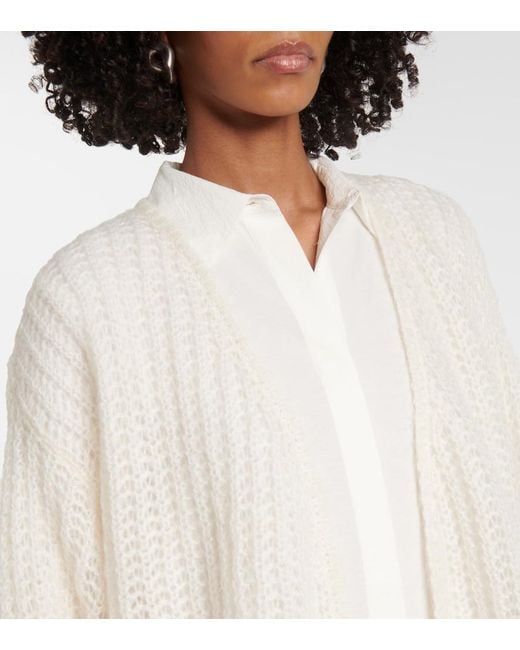 Totême White Open-Front Mohair-Blend Cardigan