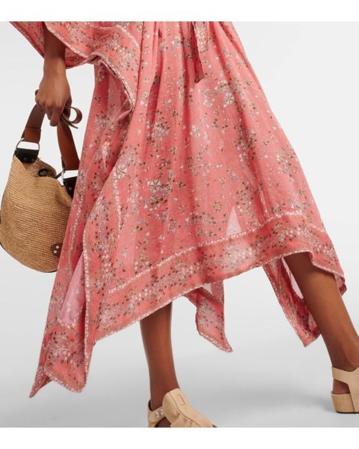 Isabel Marant Pink Amira Printed Cotton And Silk Maxi Dress