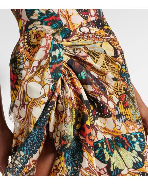 Jean Paul Gaultier Metallic Papillon Printed Beach Cover-Up