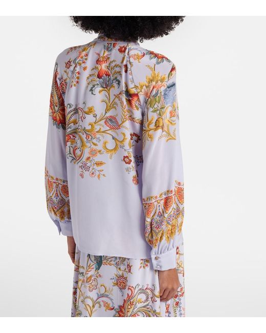 Etro Blue Semi-Sheer Jacquard Blouse