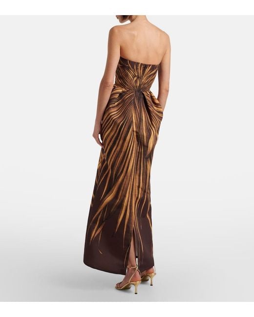 Oscar de la Renta Brown Printed Bustier Gown