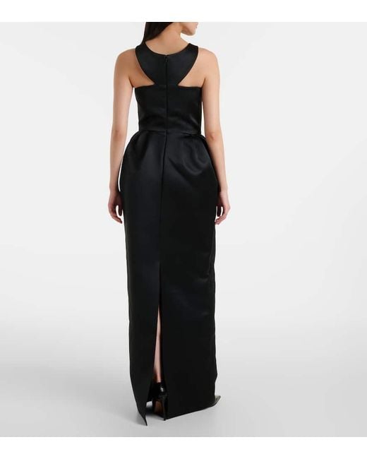 Safiyaa Black Bestickte Robe Trecchi Aus Duchesse-Satin