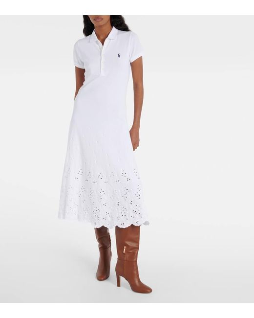 Polo Ralph Lauren White Cotton Pique Mesh Polo Dress