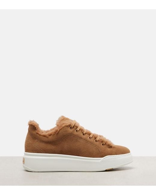 Max Mara Brown Tmaxi Suede Platform Sneakers