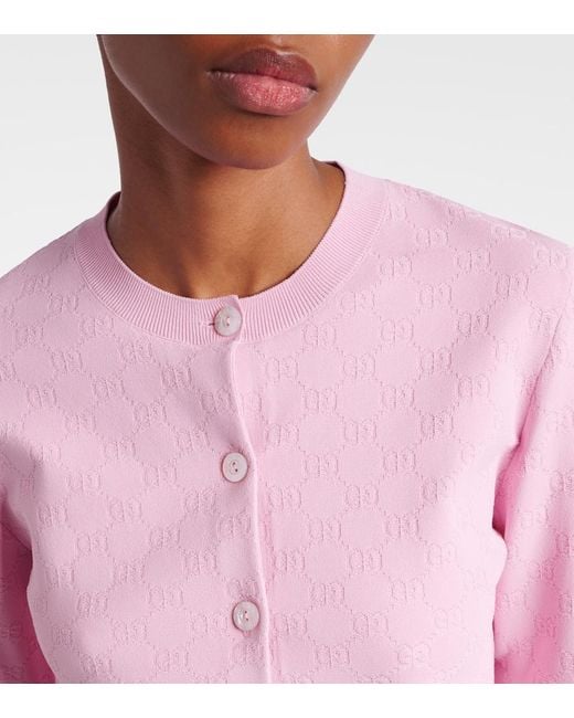 Gucci Pink Gg Jacquard Cardigan
