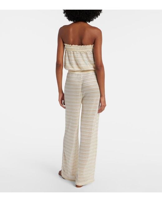 Melissa Odabash Natural Semi-Sheer Lame Jumpsuit