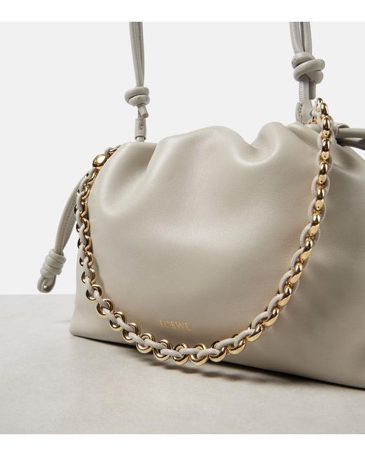 Loewe White Flamenco Medium Leather Shoulder Bag