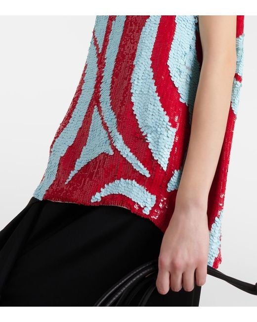 Dries Van Noten Red Sequined Top