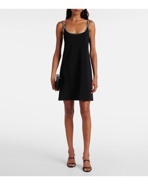 Sportmax Black Abetone1234 Embellished Cady Slip Dress