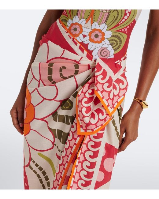 LaDoubleJ Red Printed Cotton Beach Cover-Up