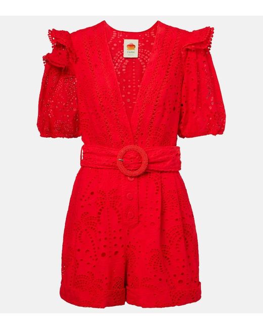 Mono De Algodon Con Bordado Ingles Farm Rio de color Red