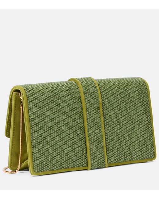 Manolo Blahnik Green Clutch Maycap Aus Raffiabast
