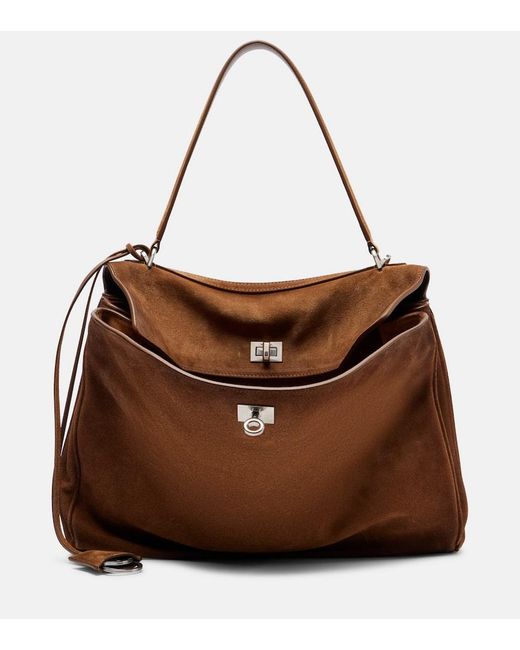 Balenciaga Brown Rodeo Medium Suede Tote Bag