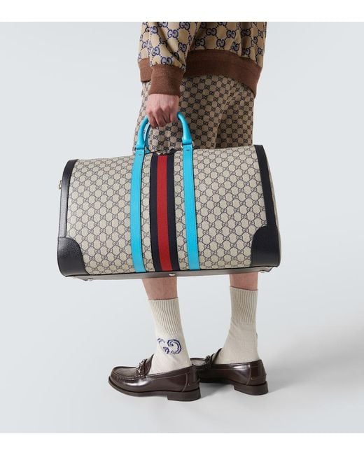 Gucci Blue Savoy Large GG Canvas Duffel Bag for men