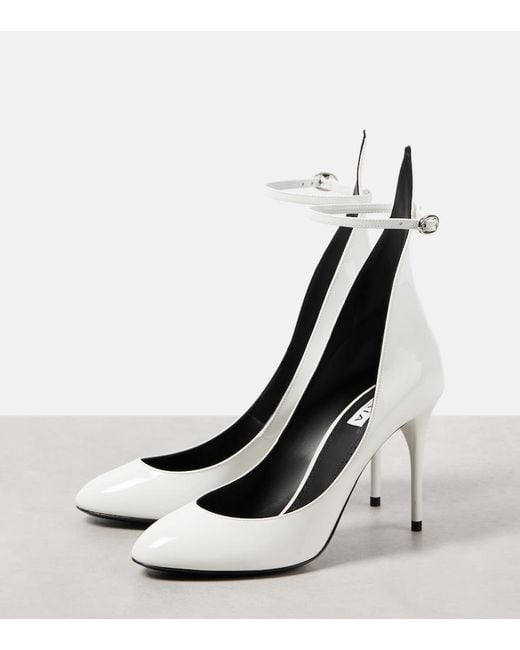 Alaïa White Patent Leather Decollete Pumps 90