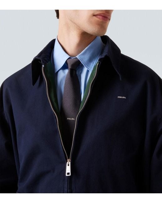 Prada Gray Logo Silk Tie for men