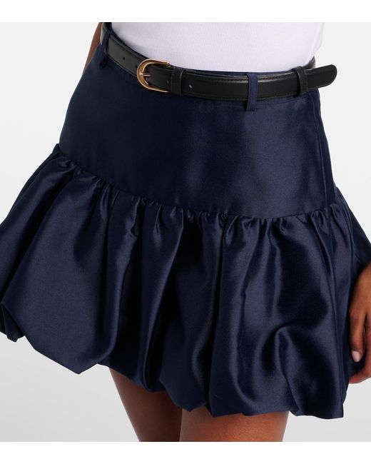 Self-Portrait Blue Belted Taffeta Miniskirt