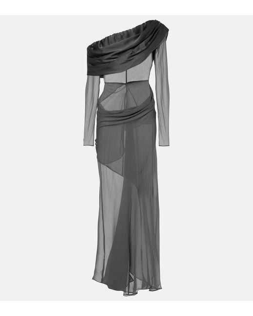 Vestido Largo Asimetrico De Seda Christopher Esber de color Gray