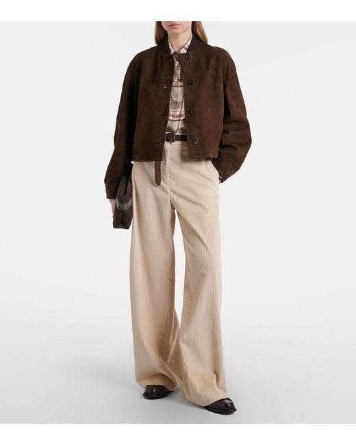 Brunello Cucinelli Brown Cropped Suede Jacket