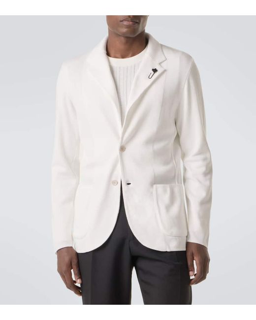Lardini White Cotton Blazer for men