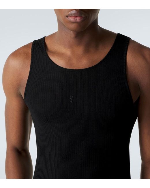 Saint Laurent Black Cassandra Wool Tank Top for men
