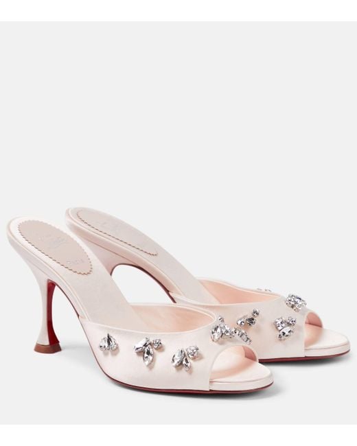 Christian Louboutin Pink Degraqueen 85 Embellished Crepe Mules