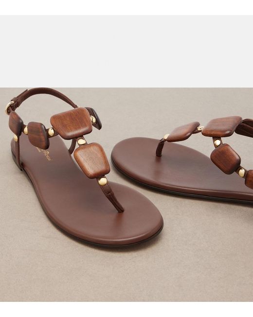 Gianvito Rossi Brown Beaded Leather Thong Sandals