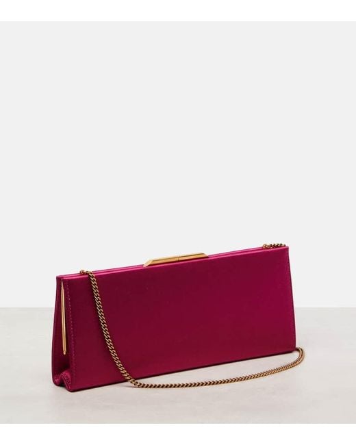 Clutch Midnight Small De Saten Saint Laurent de color Red