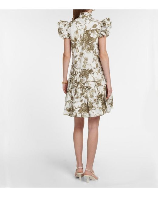 Erdem White Pomona Printed Cotton Minidress