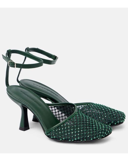 Christopher Esber Green Pumps Minette 80 Aus Mesh Mit Kristallen