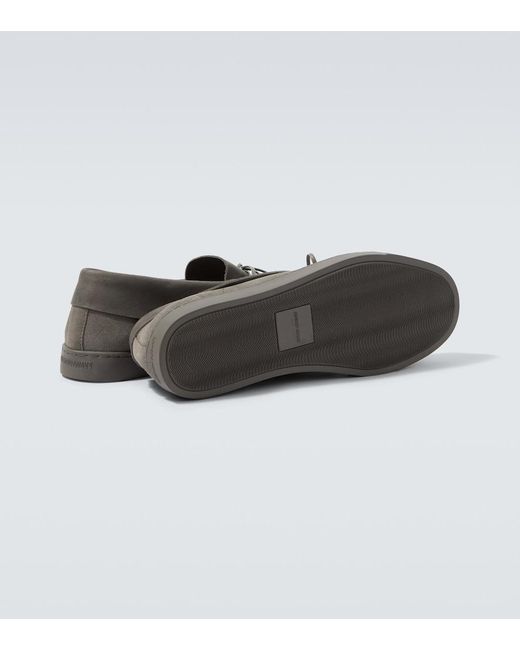 Giorgio Armani Gray Suede Loafers for men