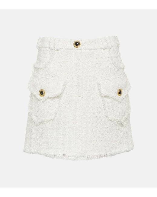 Minifalda de tweed Balmain de color White