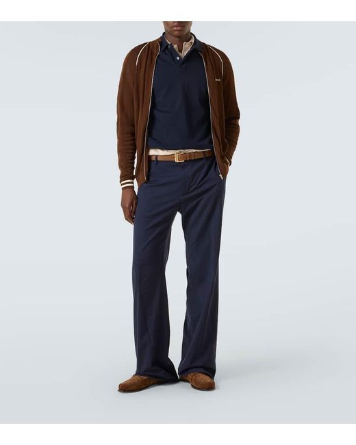 Miu Miu Brown Logo Cotton-Blend Zip-Up Cardigan for men