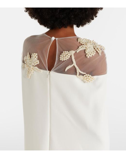 Safiyaa White Bridal Ambere Embellished Crepe Gown