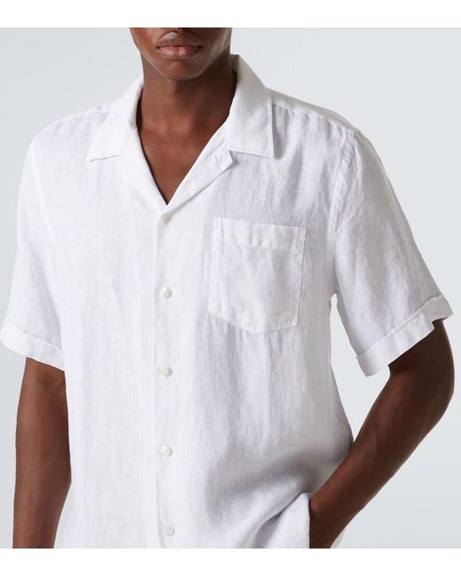 Vilebrequin White Charli Linen Bowling Shirt for men
