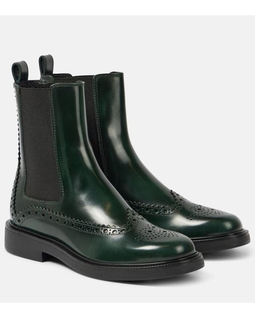 Tod's Green Chelsea Boots Aus Leder
