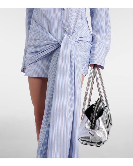 The Attico Blue Gathered Striped Cotton Shirt Dress
