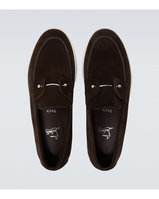 Christian Louboutin Black Chambeliboat Suede Slip-On Shoes for men