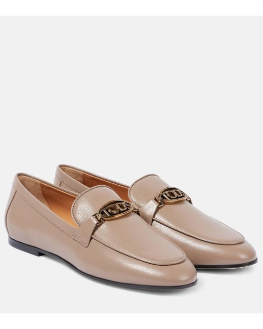 Tod's Pink Logo Leather Loafers